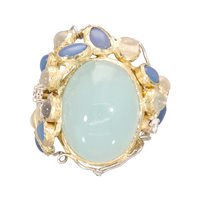 Vicenza - Piazzetta Palladio 2 - Ringe Soprana Dame in Gelbgold Acquamarina 18.00 Ct MARE CALMO - MARE CALMO